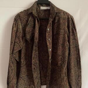 Evan-Picone Vintage Paisley Tie-Neck Blouse – Size 8